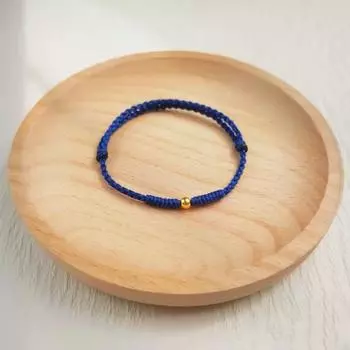 Синий ручной веревочный женский простой нишевый дизайн Sense маленький золотой плетеный браслет с бусинами ювелирные изделия