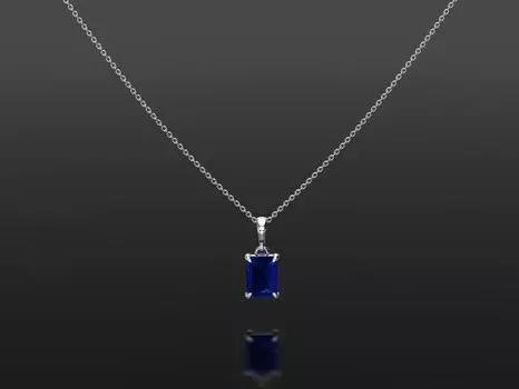 Синий сапфир, драгоценный камень, пасьянс ручной работы, ожерелье из стерлингового серебра 925 пробы, сентябрьский камень, ювелирные изделия ручной работы Small серебряный/синий