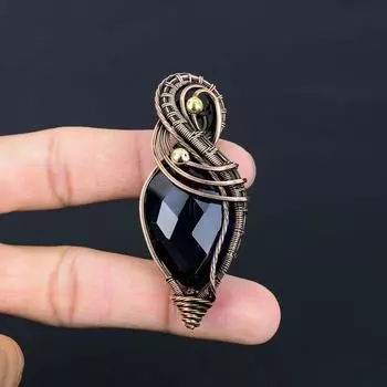 Синий сапфир драгоценный камень ручной работы из чистой медной проволоки обернутый кулон ювелирные изделия на День памяти 2.76 Inches синий