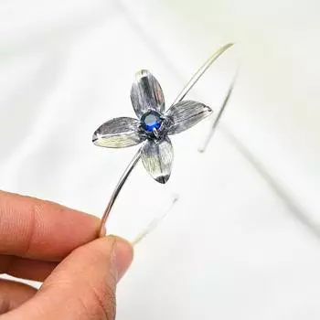 Синий сапфировый браслет из стерлингового серебра 925 пробы, регулируемый браслет с драгоценными камнями, подарок для мамы, ручная работа, абсолютно новые ювелирные изделия Adjustable синий