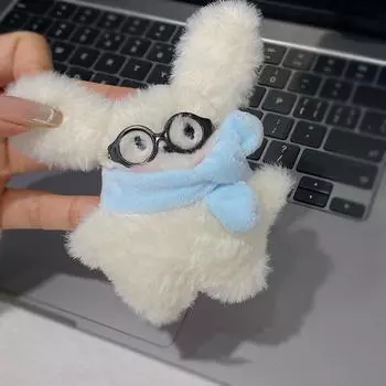 Синий шарф Очки Маленький щенок Подвеска Брелок Милый щенок Сумка Подвески Брелок one size белый