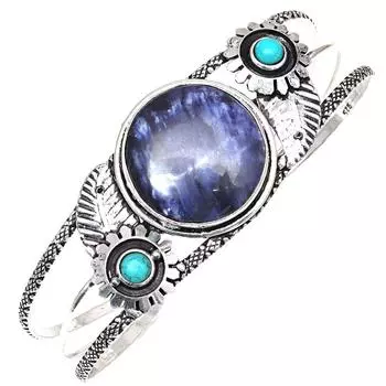 Синий содалит драгоценный камень старинные ювелирные изделия браслеты-манжеты 7 регулируемые