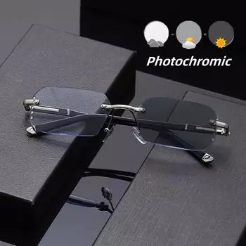 Синий свет минус диоптрии алмазная резка очки ультра легкие цветные изменяющие очки для близорукости фотохромные очки для близорукости +0 серебряный