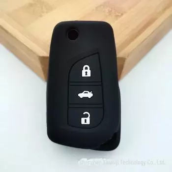 Синий светящийся силиконовый чехол для ключа Toyota Reiz Corolla RAV4 с 3 кнопками. синий