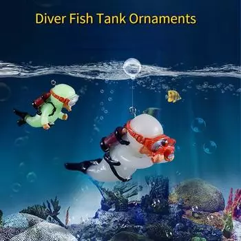 Синий толстяк, украшение для аквариума, смола, плавающий дайвер, украшения для аквариума, растения, декор, милая камера, кислород, мультяшный персонаж и мяч A