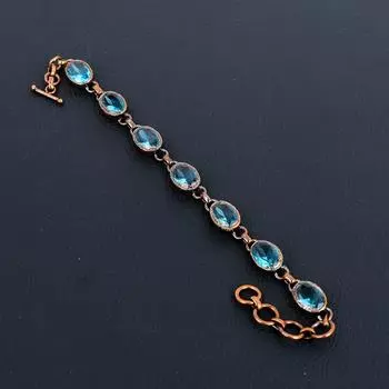 Синий топаз драгоценный камень ручной работы медь гальванопластика ювелирные изделия великолепный браслет для любви 8 Inches With Adjustable синий
