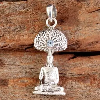 Синий топаз, перидот, аметист, сердолик, гранат, цитрин, подвеска Будды, стерлинговое серебро 925 пробы, очаровательные ювелирные изделия синий