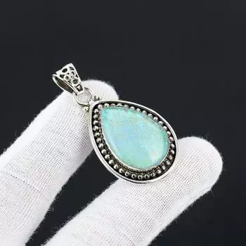 Синий Тройной Огненный Опал Драгоценный Камень Ручной Работы Стерлингового Серебра 925 Ювелирный Подвеска Синий Тройной Огненный Опал Драгоценный Камень Подвеска Для Подарков 1.77 синий