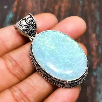 Синий тройной опал, ювелирный кулон ручной работы из цельного серебра 925 пробы с драгоценными камнями 2.08 Inches синий