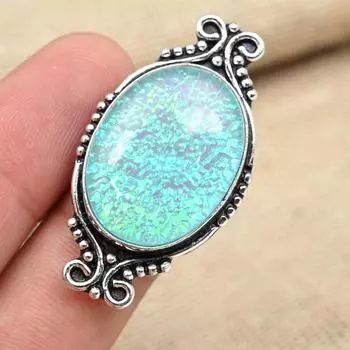 Синий тройной опаловый драгоценный камень стерлингового серебра 925 пробы Ювелирные изделия ручной работы Кольцо с драгоценным камнем 4 синий