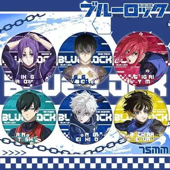 Синий замок двойной мигающий значок 75 мм нагрудная брошь косплей аксессуары ювелирные изделия подарки