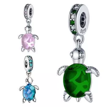Синий, зеленый, розовый, черепаха, подвеска из бисера, подходит для оригинального модного браслета, кулон, ювелирные изделия своими руками для женщин