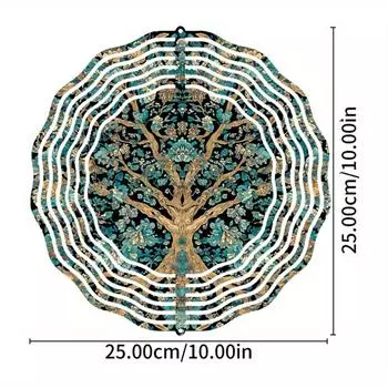 Синий Золотой Цветочный Дерево Металлический Колокольчик Ветра 360 Градусов Крючок для Сада Патио Газона Наружный Декор Всесезонные Подвесные Колокольчики Ветра Подарок 01A