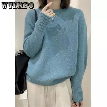 Синий звездное небо сверкающий вязаный свитер женский осень/зима европейский Station верхняя одежда интерьер Undercover топ S небесно-голубой