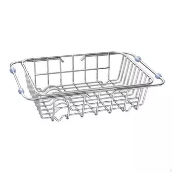 Sink Drain Basket Stainless Steel Rustproof Kitchen Tools Dish Rack Expandable Draining for