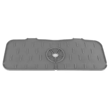 Sink Faucet Mat Silicone Reusable Faucet Water Catcher Mat Sink Draining Pad for Kitchen Bathroom серый