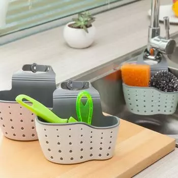 Sink Plastic Drain Basket Double-Layer Thickened Storage Hanging Basket Storage Rack Drain Rack Kitchen Tools зелёный