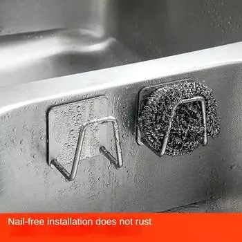 Sink Sponge Rack Kitchen Acceesories Drain Storage Shelf Dish Drainer Stainless Steel Kitchen Wire Ball Rag Organizer Holder чёрный