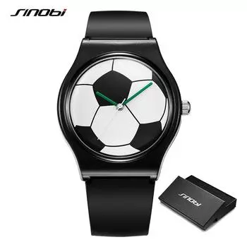 SINOBI Креативный дизайн Мужские кварцевые часы Футбольные болельщики Подарки Наручные часы Модные водонепроницаемые мужские часы оранжевый