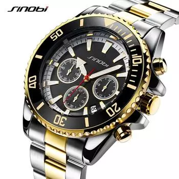SINOBI люксовый бренд Бизнес мужские часы модные 43 мм циферблат календарь спортивные мужские кварцевые наручные часы Rolexable часы чёрный