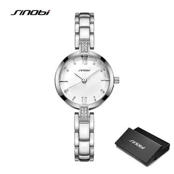 Sinobi Новые Женские Часы Модный Дизайн Золотой Маленький Циферблат Водонепроницаемые Кварцевые Наручные Часы Женские Часы Женские Часы серебряный