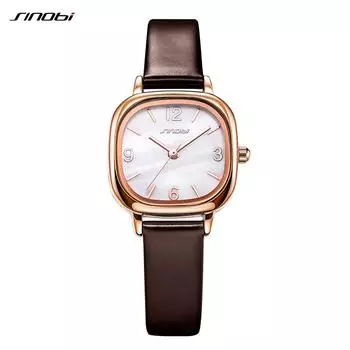 SINOBI новый дизайн элегантные женские часы модные женские кварцевые часы женский кожаный ремешок браслет Relogio Femenino кофейный