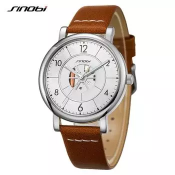 Sinobi Роскошные деловые мужские часы со светящимся циферблатом 39 мм, ремешок из натуральной кожи, водонепроницаемые мужские кварцевые наручные часы зелёный