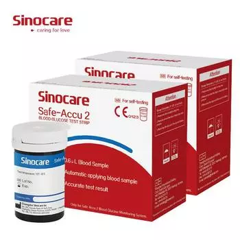 Sinocare Safe-Accu2 100 шт. тест-полоски на уровень глюкозы в крови/ланцет
