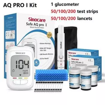 Sinocare Safe AQ Pro I модель диабетический монитор уровня глюкозы в крови монитор уровня сахара в крови с 50/100/200 полосками предупреждение кетонов в крови kit 50 - mmol/L