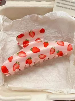 Синяя акриловая заколка-краб для волос 3,4 дюйма для женщин, заколки для волос с красной вишней, прочный аксессуар для волос, ювелирные украшения, модный подарок