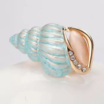 Синяя брошь в виде ракушки со стразами в форме животного, освежающая личность, сплав для женщин и мужчин, деловой костюм, булавка на лацкан, модные ювелирные изделия, подарок синий