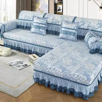 Синяя диванная подушка Four Seasons, универсальное жаккардовое нескользящее полотенце для дивана 45*45 синий