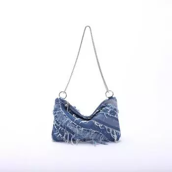 Синяя джинсовая сумка Сумка с кисточками Ремешок-цепочка Дизайнерские сумки для женщин Сумки через плечо Сумки через плечо для женщин Кошельки и дамские сумочки one size синий
