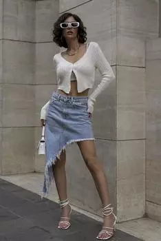 Синяя джинсовая юбка с кисточками Matteau