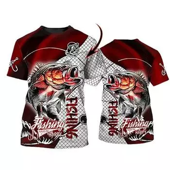 Синяя футболка с рисунком рыбалки для мужчин, топы, футболки Harajuku, модная футболка с 3D принтом карпа, женская одежда с коротким рукавом XXL