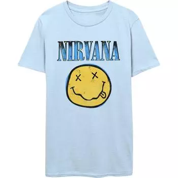 Синяя футболка унисекс с логотипом Nirvana Xerox