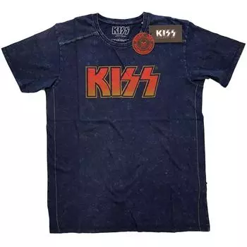 Синяя футболка унисекс с логотипом Snow Wash Kiss S