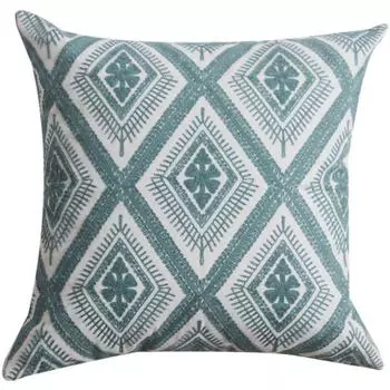 Синяя хлопковая шерстяная вышитая ткань для рукоделия, наволочка для подушки, дивана, модельной комнаты, изголовья кровати, декоративная подушка Blue 2(Picture Color) Embroider 45*45 without core