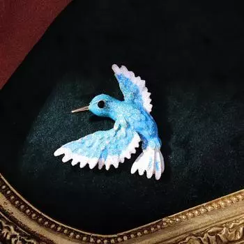 Синяя маленькая брошь-колибри в национальном стиле, дизайнерский костюм, женственный ретро-креативный значок