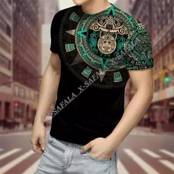 Синяя Мексика ацтекская футболка высокого качества с 3D принтом из молочного волокна Мужская повседневная футболка дышащая быстросохнущая летняя S