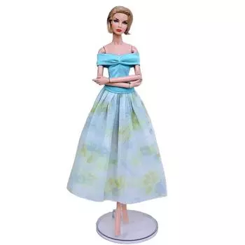 Синяя модная одежда для кукол 1/6, наряды для куклы Барби, праздничное платье, короткий топ, рубашка и юбка-миди, аксессуары для кукол 1:6, детские игрушки синий