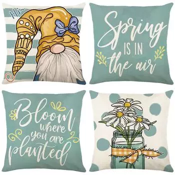 Синяя наволочка с буквенным принтом, льняная ткань для дома, наволочка для гостиной, наволочка для спальни 45*45cm JYM254-1