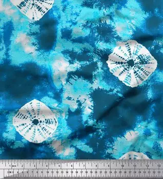 Синяя полиэфирная креповая ткань Soimoi, бандхани, принты на ткани тай-дай, 42 дюйма в ярдах 42 Inch Wide - Poly Crepe синий