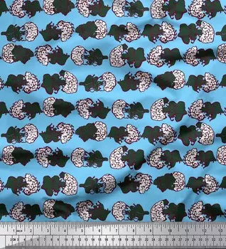 Синяя полиэфирная креповая ткань Soimoi, белая цветочная ткань в полоску с букетом цветов и принтом, ткань для творчества по метрам, 42 дюйма 42 Inch Wide - Poly Crepe зелёный