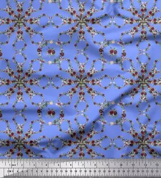 Синяя полиэфирная креповая ткань Soimoi с цветочным венком, ткань для рукоделия с геометрическим принтом шириной 42 дюйма по метрам 42 Inch Wide - Poly Crepe синий