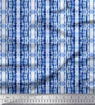 Синяя полиэфирная креповая ткань Soimoi с принтом тай-дай и омбре, 42 дюйма в ярдах 42 Inch Wide - Poly Crepe синий