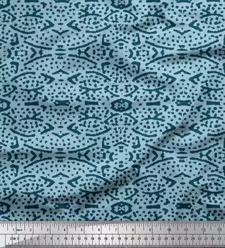 Синяя полиэфирная креповая ткань Soimoi, ткань с блочным принтом по метрам, 42 дюйма 42 Inch Wide - Poly Crepe синий