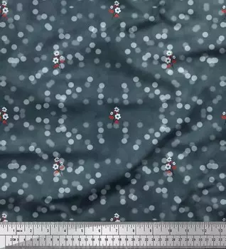 Синяя полиэфирная креповая ткань Soimoi в горошек | Ткань с художественным принтом в виде листьев и цветочного узора, 42 дюйма в ярдах 42 Inch Wide - Poly Crepe синий