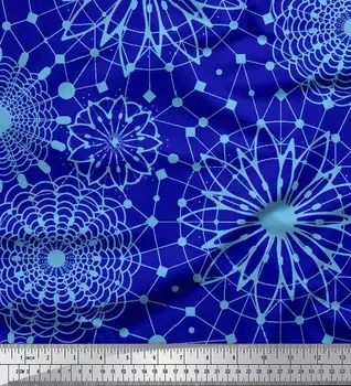 Синяя японская креп-атласная ткань Soimoi, художественная геометрическая ткань с принтом по метрам, 42 дюйма 42 Inch Wide - Cotton Voile синий