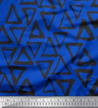 Синяя японская креп-атласная ткань Soimoi с геометрическим принтом и треугольниками, 42 дюйма на метр 42 Inch Wide - Cotton Voile синий